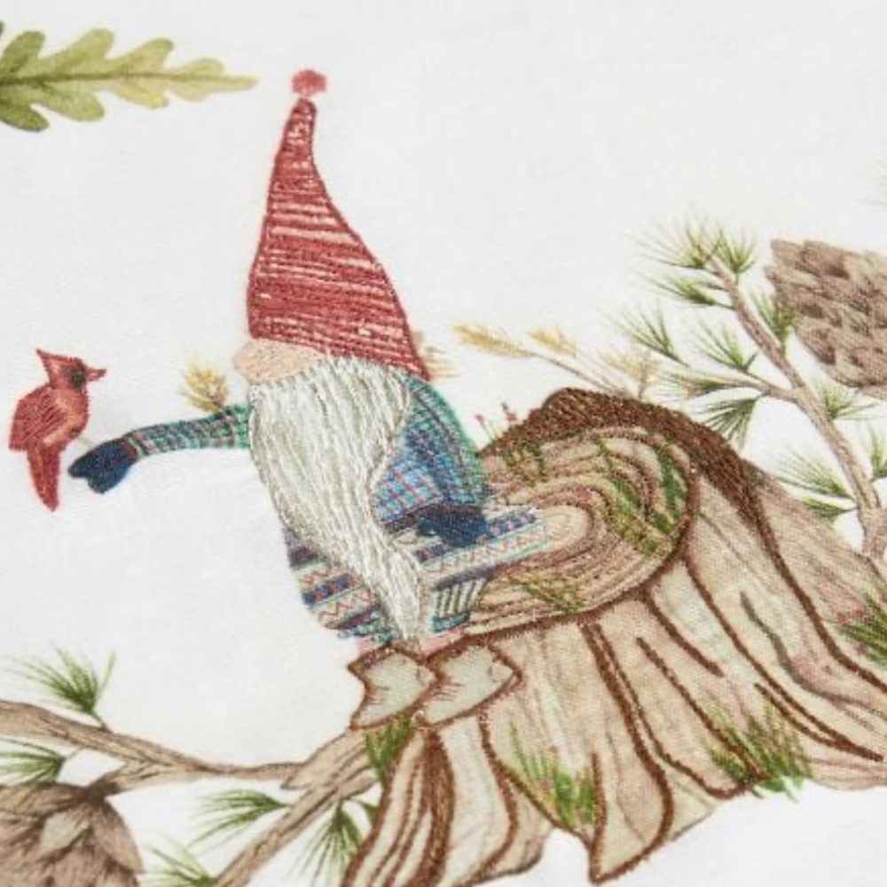 Forest Gnome Embroidered Cotton/Linen Table Throw - Picture 2 of 5